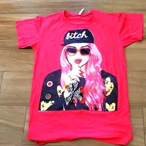 S/S T's with applique satin girl